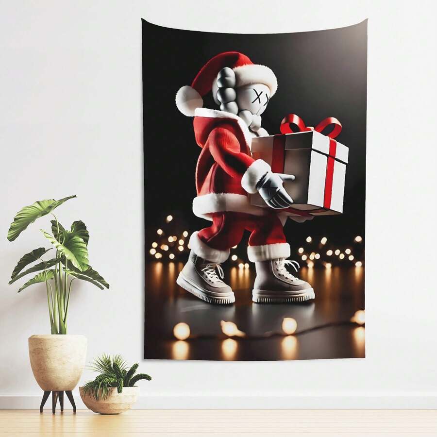 Kawss Kawaii Kaw Tapestry Wall Hanging And Desktop Covering, Suitable For Living Room, Bedroom, Dormitory Decoration, Living Room Decoration, Decorative Wall Pieces, Animation Room Decoration - 黑色 - 查看 1