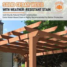 10' X 12' Patio Pergola, Cedar Wood Pergolas With Solid Structure, Pergola Kits, Outdoor Pergolas And Gazebos With Slatted Trellis Roof For Deck Backyard Grill Party Garden - 彩色 - 查看 7
