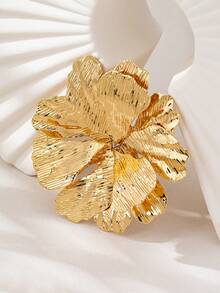 1pc Gold Floral Luxury Brooch Pin, Vintage Style Versatile Jewelry For Women, Party/Wedding Accessory - Yellow Gold - View 8