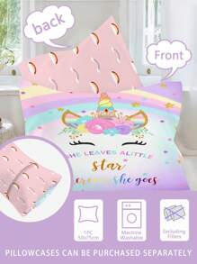 Juego de ropa de cama reversible para cuna Unicornio 1/3 piezas, Juego de funda nórdica con patrones mágicos arcoíris por ambos lados, Artículos esenciales hipoalergénicos para niños