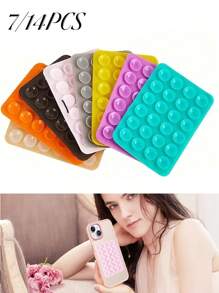 Set de 7 piezas Funda de teléfono de silicona con succión, agarre de teléfono adhesivo antideslizante para teléfonos celulares, soporte de teléfono con ventosa de silicona, soporte de agarre fuerte para selfies y videos (color aleatorio)