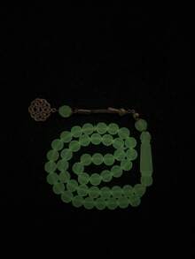 1pc Glow-In-The-Dark Acrylic Bracelet, Multi-Size Options, Luminous Function In Dark Environment, Portable, Suitable For Muslim Men's Daily Prayer Wear - 33 Oval Luminous Beads - View 2