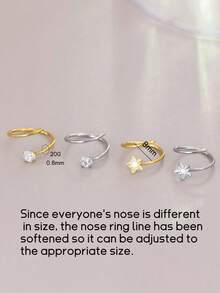 4/1Piece Multi-Style 20G Nose Ring Stud Earrings Surgical Steel Nose Stud Inlaid With Shiny CZ Flower Nose Piercing Jewelry Women's Nose Ring,Softening Treatment Is Adjustable , 7mm Various Nose Sleeve Kits Include Star Shape, Circular CZ, Various Styles, Free To Match Nose Sleeve Jewelry, Gifts For Friends Valentine's Day Gifts, Mom, Mother's Day, Gifts - -multiple Styles - View 3