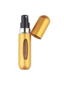 1 Piece 5ml Aluminum Perfume Mini Bottle, Bottom Press Type, Reusable Perfume Spray Bottle, Similar To Lipstick Shape, With A Visible Window, Portable For Travel And Air Travel - Gold - View 8