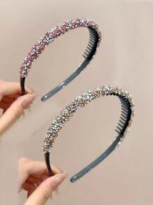 2 Stück/Set vielseitige bunte Strass Haarreife für Frauen, können verwendet werden um lose Haare zu fixieren, geeignet für den täglichen Gebrauch und zum Waschen, verleihen einen modischen und eleganten Touch, Haarband, Haarreifen