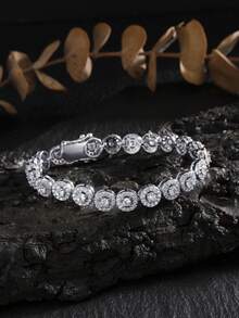 rakol 1 chiếc vòng tay tennis Cubic Zirconia sáng bóng màu bạc, thiết kế mỏng phù hợp cho phụ nữ đeo hàng ngày - Vòng đeo tay - Xem 7