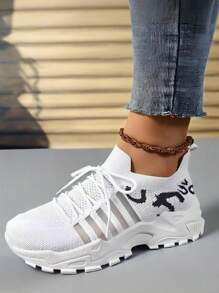 1 Pair Women's Casual Sports Sneakers, Breathable & Lightweight, Fashion Versatile Daily Wear, Anti-Slip & Durable, Soft & Breathable