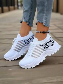 1 Pair Women's Casual Sports Sneakers, Breathable & Lightweight, Fashion Versatile Daily Wear, Anti-Slip & Durable, Soft & Breathable