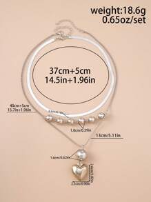 3 Stücke/Set Perlenkette mit Quaste und Herz Anhänger, Alltagstragen für Frauen