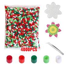 2400 pezzi Kit fai da te per creare perline a fusione, 24 colori vivaci di perline da fondere, con tavoletta, carta da stiro e pinzette - Set regalo creativo per compleanni (perline da 5mm) - Fagioli - Visualizzare 8