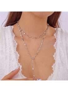 1pc Minimalist Fashion Heart Shaped Long Necklace, Vacation/Resort Style Choker Necklace