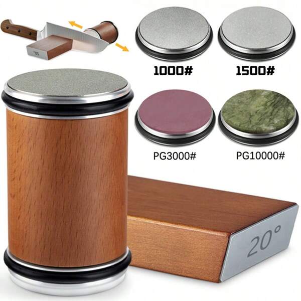Diamond Sharpening1pcs Stone Set Paired With Two Polishing Sharpening Blades For Fix-Angled Knife Sharpening System, Knife Sharpener For Kitchen Outdoor, Diamond Sharpening Bar, Diamond Sharpening Plates, Whetstone Kitchen Tools Accessories(Brown)