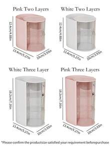 1件/2件多层旋转首饰盒，带隔层，发夹、发带和发饰收纳盒，儿童头饰展示盒，防尘梳子、眼镜、化妆刷、铅笔收纳盒，简单实用的PET材质，适合儿童节、生日礼物