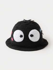 1 件女士手工钩针青蛙针织渔夫帽，温暖适合秋冬季日常穿着