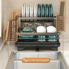 ﻿GROWSUN-Dish Drying Rack, 2 Tier Dish Racks For Kitchen Counter, Large Stainless Steel Kitchen Dish Drying Rack With Drainboard, Detachable Dish Drainers With Utensil Holders - Grey - View 6