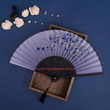 1pc 23cm Chinese Style Folding Fan, 7 Inch Handheld Bamboo Bone Fan For Women, Random Fan Hole Design, Great Gift And For Dance Performance - Folding Fan 4 - View 23