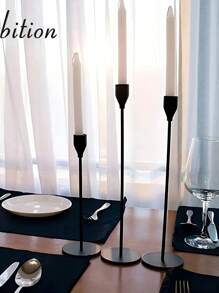 3pcs Set European Style Metal Candle Holders, Candle Decor, Romantic Candlelight Dinner Tabletop Ornaments, Electroplated Wedding Decorations