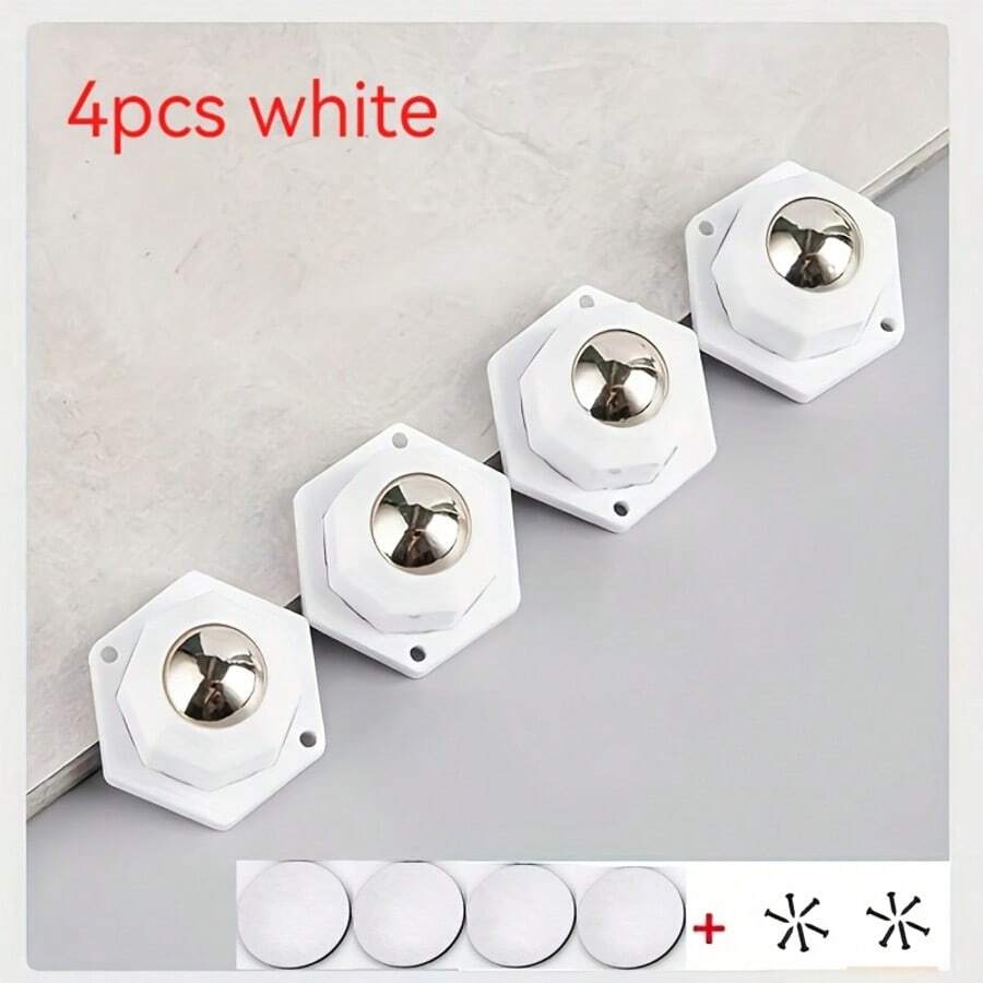 4pcs Heavy Duty Furniture Casters - 200kg Capacity, 360° Swivel, Stainless Steel, Self-Adhesive Backing, Smooth Rolling, Easy Movement, Durable Furniture Sliders
