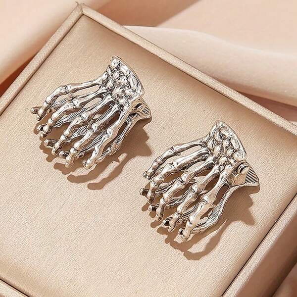 1/2/6pcs Vintage Skull Design Zinc Alloy Hair Clips, Suitable For All Seasons, Halloween And Daily Wear Fashion Hair Accessories Beauty Claw Clips Boho Hair Claw