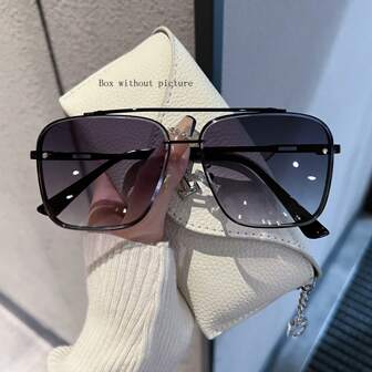 1 Stück Herren Farbverlauf Grau Doppelsteg Brille, Europäisch und Amerikanisch Street-Style, modische und vielseitige Brille geeignet für Outdoor-Veranstaltungen, Mode-Foto-Requisiten, dekorative Brille, tägliches Modeaccessoire, perfektes Geschenk für Geburtstag, Feiertag, Party, Weihnachten, modischer Preppy Schulblick