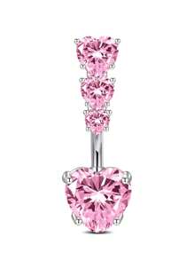 1 Peça Argola para Umbigo Descaída Rosa, Y2K, Joia de Piercing de Umbigo Fofa com Asa, Coração, Borboleta e CZ, 14G, para Mulheres