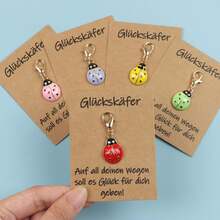 1 pièce/3 pièces/5 pièces Porte-clés mignon coccinelle, famille de coccinelles, matériau en métal, assorti avec une carte de poche inspirante allemande, cadeau de soutien, cadeau de remerciement, cadeau d'ami, convient pour l'anniversaire, le mariage, les vacances, la remise des diplômes, la fête, cadeau idéal, porte-clés coccinelle idéal pour accompagner les voyages - Multicolore - Voir 4
