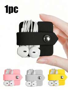 1pc Data Cable Cord Organizer Earbuds Holder Earphone Wrap Earphones Organizer Headset Headphone Winder Cord Manager Cable Winder, Creative Silicone Cable Winder With Clip,Data Cable Manager, Headphone Stand, Headphone Bag, Headphone Manager, Winding Device, Cable Organizer,Neat Item To Keep Your Wired Ear Buds Organized And Untangled,School Accessories Back To School University Students - View 1