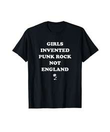 90S Girls Invented Punk Rock Not England 80S Music T-Shirt Gift For Knitters Gift For Wine Lovers - Black - View 1