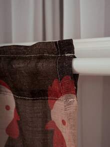 1 pieza Cortina/Divisoria de lino con estampado floral minimalista y versátil - Marrón - Ver 6