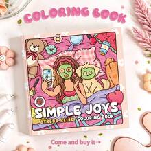 [كتاب تلوين للتخفيف من التوتر مرسوم باليد] البهجة البسيطة للشفاء والاسترخاء 24 صفحة | تتبع للمبتدئين + رسومات مبسطة للتخفيف من التوتر، كتاب تلوين للبالغين والمراهقين، تصاميم استرخاء بسيطة ولكن كبيرة، شخصيات حيوانات جميلة للتخفيف من التوتر، مناسب للقرطاسية ولوازم المدرسة، هدية رائعة للبنات، عيد الحب، رأس السنة - أفراح بسيطة - مشاهدة 11