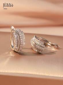 Hihho 1 Paar elegante, minimalistische Ohrstecker mit kubischem Zirkonia, exquisites U-förmiges Reifendesign, geeignet für Verlobung, Hochzeit und den täglichen Gebrauch