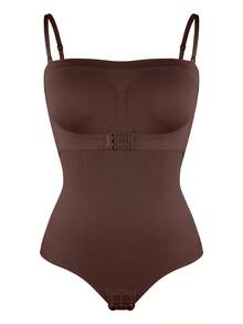Plus Size Women Strapless Shapewear Bodysuit Tummy Control Butt Lifter Push Up Bust Full Body Shaper Tube Top Invisible Under Dresses For Wedding Party - 棕色 - 查看 9