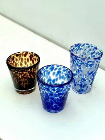 1pc 220ml Brown Tortoiseshell Pattern Glass Cup, Vintage Style High-End Glass Leopard Print Cup, Glass Mug For Home Kitchen And Living Room
