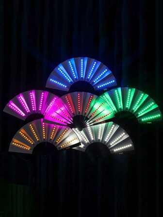 1pc Light Up Hand Fan, LED Folding Color KTV Bar Club Decor, Show Professionals Supply Magic, Portable Light Up Fan Battery-Free Party Mother's Day Gift Wedding Atmosphere