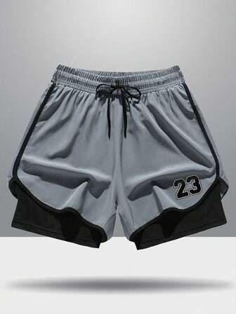 男士印花休闲户外运动弹力透气速干压缩短裤