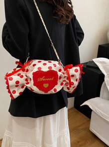 Bolso bandolera con forma de dulce, bolso creativo con diseño de corazón y letra, adecuado para niñas, mujeres, estudiantes universitarios, jóvenes profesionales y trabajadores de oficina, excelente para combinar con atuendos