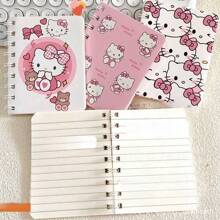 Sanrio 4pcs/1pc Sanrio Hello KT Spiral Notebook - A7 Size - Cute Thick Cartoon Theme Diary, Simple Design, Features, Simple Inner Page Style Cartoon Series Portable Notebook, Personalized Stationery, Office Supplies