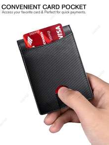 超薄RFID屏蔽信用卡夹 碳纤维PU皮革双折智能钱包 身份证银行卡夹 金属钱夹 男士双折钱包 - 彩色 - 查看 6