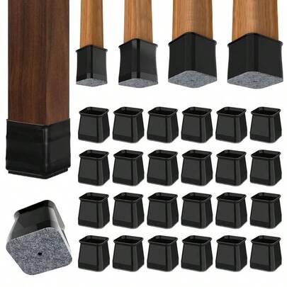 24/16/8 方形椅腿地板保护垫、透明硬木地板家具垫、优质灰色毛毡垫、椅腿家具滑块、矩形椅腿地板保护垫、硅胶椅腿盖套，有效保护地板和桌腿，增强对瓷砖和硬木地板的保护