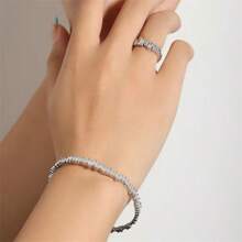2 Stücke minimalistisches asymmetrisches Armreif und Ring Set, geeignet für den täglichen Gebrauch