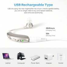 Hearing Aids For Seniors, Rechargeable Hearing Amplifier With Noise Cancelling, Easy To Operate. - Silver - View 4