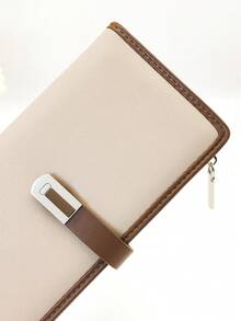 Women's Mini Handheld Phone Wallet Refined Snap Closure Contrast Color Block Soft PU Long Wallet Multi-Function Large Capacity ID Card Holder Zipper Wallet Lightweight & Fashionable For Women Wallet Purse Wallet Wristlet Wallet - Camel - View 3