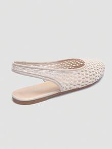 Giày bệt dệt từ sợi raffia cao cấp, thoải mái, thời trang mới của ADAMUMU dành cho nữ, kiểu dáng dễ thương, phù hợp để mang hàng ngày và đi nghỉ xuân/hè. - Màu be - Xem 3