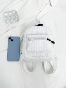 حقيبة ظهر صغيرة جديدة من قماش القطيفة الأحادي اللون ذات طبعة نمر أنيقة، تصميم عصري رياضي متعدد الاستخدامات ملائم للسفر والمدرسة ذو طابع بسيط للسيدات شنطه جامعه شنط جامعات شنطة ظهر للسفر حقيبه جامعه