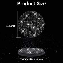 Creative Car Full Rhinestone Silicone Car Coasters Car Cups Round Non-Slip Mat Insulation Mat Rhinestones. - Black - View 3