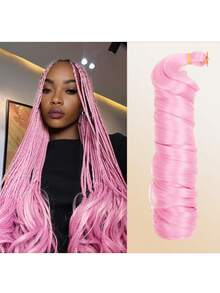 1 Pack Synthetic French Curls Black Blue Pink Brown Spiral Curls Crochet Braids Hair High Heat Loose Wave Curls Weave Hair Extensions For Women And Kids Daily Holidays And Cosplay Christmas New Year Carnival Music Festival Braided Hair... - Multicolor - View 15