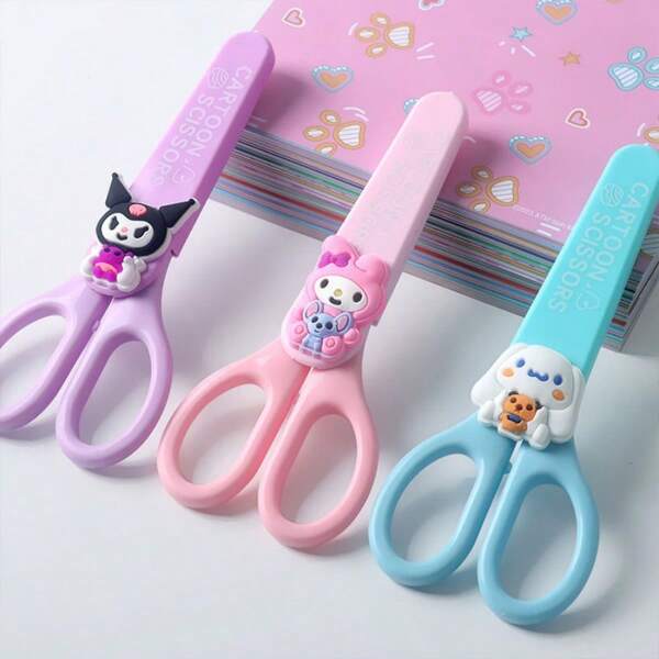 Sanrio مجموعة من 1/3 قطع مقص صغير كيوت كورومي البنفسجي للفنون والحرف اليدوية، أدوات قرطاسية ومكتبية وديكور ملون بشخصية ميلودي الوردية وسينامورول، هدايا عيد الميلاد والعودة للمدرسة، هدايا تقدير للممرضات والمعلمين، منتجات مرخصة من سانريو