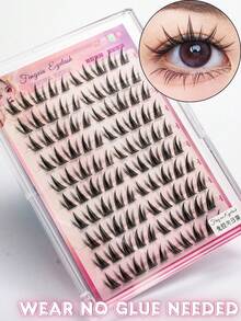 无需胶水 - 100 件 CC 卷曲大胆光芒假睫毛，自粘式 3 秒按压睫毛，自然而醒目的外观，轻巧，可重复使用，非常适合日常睫毛簇、睫毛簇、单根睫毛、睫毛、假睫毛 - CC - 查看 3
