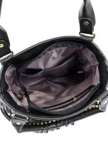 女士托特包，纯色，大容量，时尚商务休闲通勤流苏手提包单肩包，适合购物、钱包、年轻女性、大学生、初学者、上班族。非常适合办公室、大学、工作、商务、通勤、户外活动、旅行和郊游 - 彩色 - 查看 9