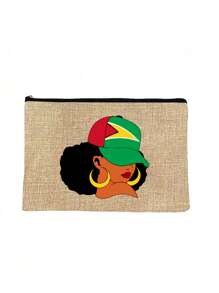 Lightweight Handbag And Matching Makeup Bag - Made Of Waterproof And Easy To Clean Fabric, With A Hat And The "" Letter Pattern For Women, Suitable For Shopping, Travel, Beaches, Teacher Thank-You Gifts, And Women's Linen Large Capacity Handbags. Innovative Design And Large Capacity Make It An Ideal Shopping Bag.